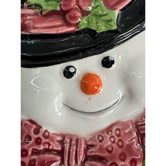 Vintage OCI Omnibus Snowman Dish Holiday Winter Seasonal Decor 5x 7 - Picture 6 of 6